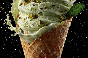 Delicious Pistachio Ice Cream Cone S, a Photo by Pixeness Studio