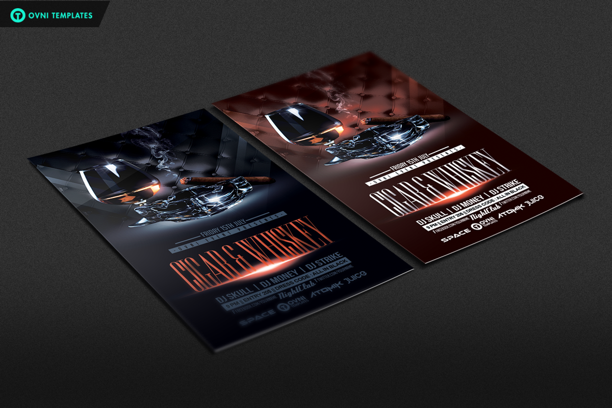 CIGAR & WHISKEY Flyer Template, a Flyer Template by OVNI-TEMPLATES (Photo 2 of 3)