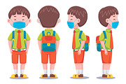 Cute Kids Boy Student Vector Pack, an Object Graphic by MEDZ (Thumbnail 6 of 13)