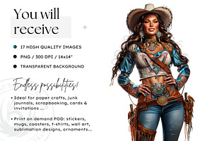 Native Spirit Cowgirls Clipart Set