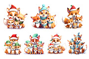 Cute Foxs With Christmas Santa Hat., an Animal Illustration by KENO Mascots (Thumbnail 2 of 5)