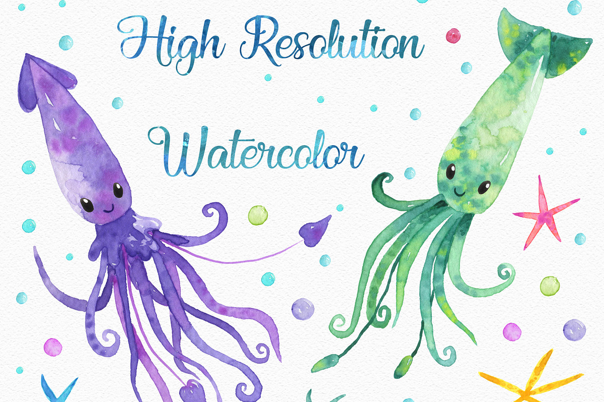 Ocean Friends Watercolor Clipart, an Animal Illustration by LeMagiqueBoutique (Photo 6 of 7)