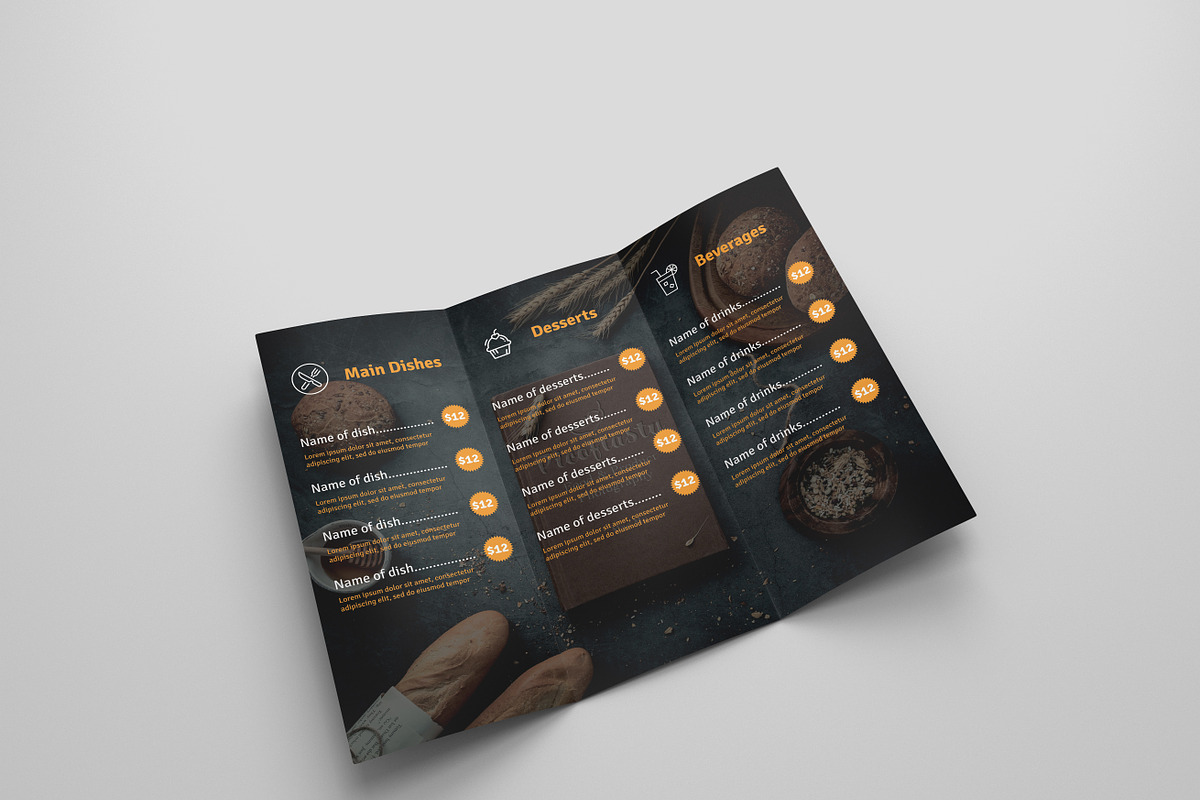 6 Food Menu Tri Fold Bochures, a Brochure Template by Creatricks (Photo 6 of 13)