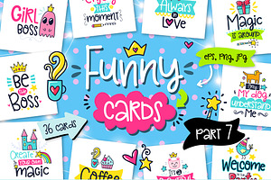 36 Funny Color Cards with Quote