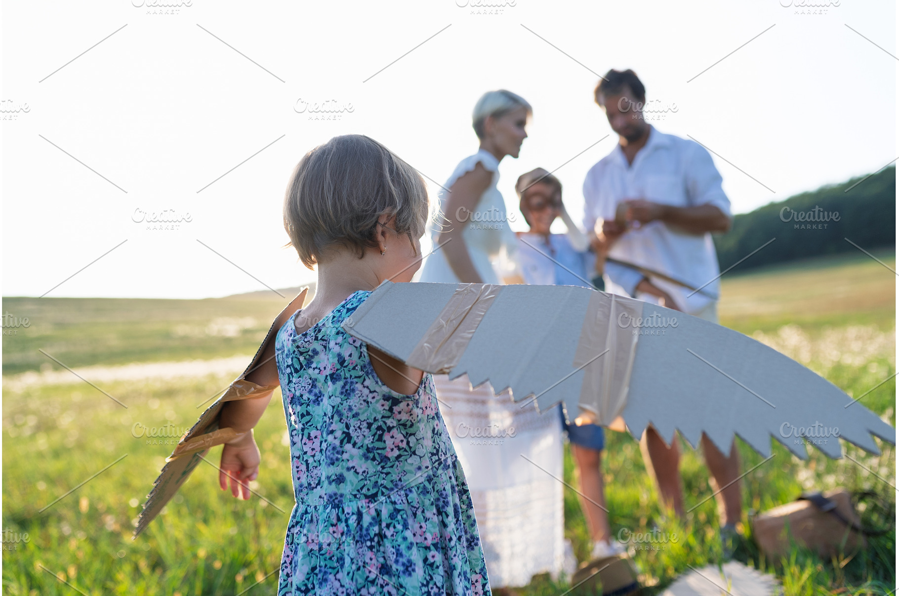 A small girl playing on a meadow in, a Person Photo by HalfPoint