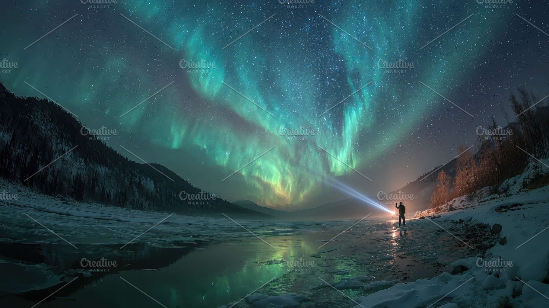 Lone Figure Witnessing Breathtaking, a Photo by Pixeness Studio