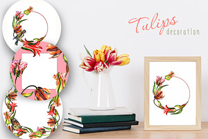 Colorful Tulips JPG Watercolor Set