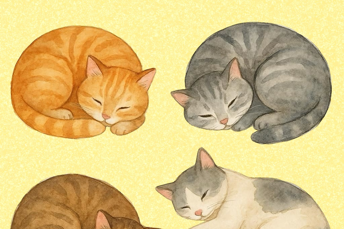 PNG Cute Watercolour Cats Clip Art, an Animal Illustration by Night Crawler Creations (Photo 3 of 3)