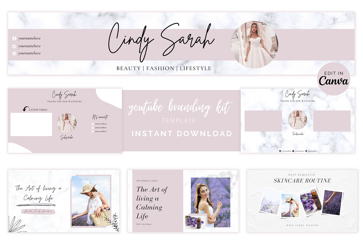 YouTube Branding Kit template Canva, a Social Media Template by Studio Eburnean (Photo 1 of 5)