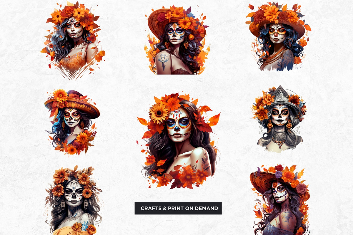 La Catrina Day of the Dead Clipart, a Person Illustration by ThatsDesignArt (Photo 8 of 10)