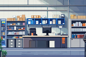 Detailed view of a modern retail che, a Photo by Tanuart
