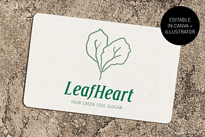 Sustainable Leaf Heart Logo Canva/AI, a Branding & Logo Template by Elibee