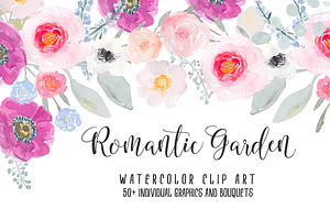Romantic Garden Watercolor Clipart