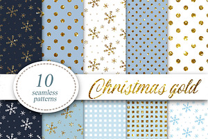 Christmas Seamless Patterns Gold