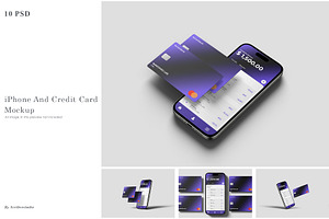 Iphone And Credit Card Mockup, a Product Mockup by scribrostudio