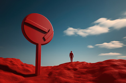 Conceptual red man standing on red s, a Photo by Iftikhar Alam