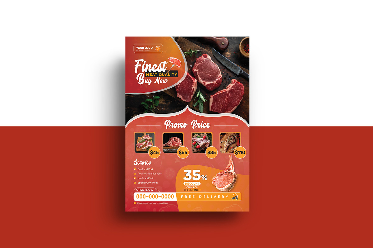 Meat Shop Flyer Template, a Flyer Template by crazyOWL