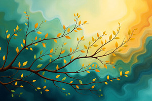 Vibrant Abstract Nature Painting Tea, an Abstract Photo by Stock Shape