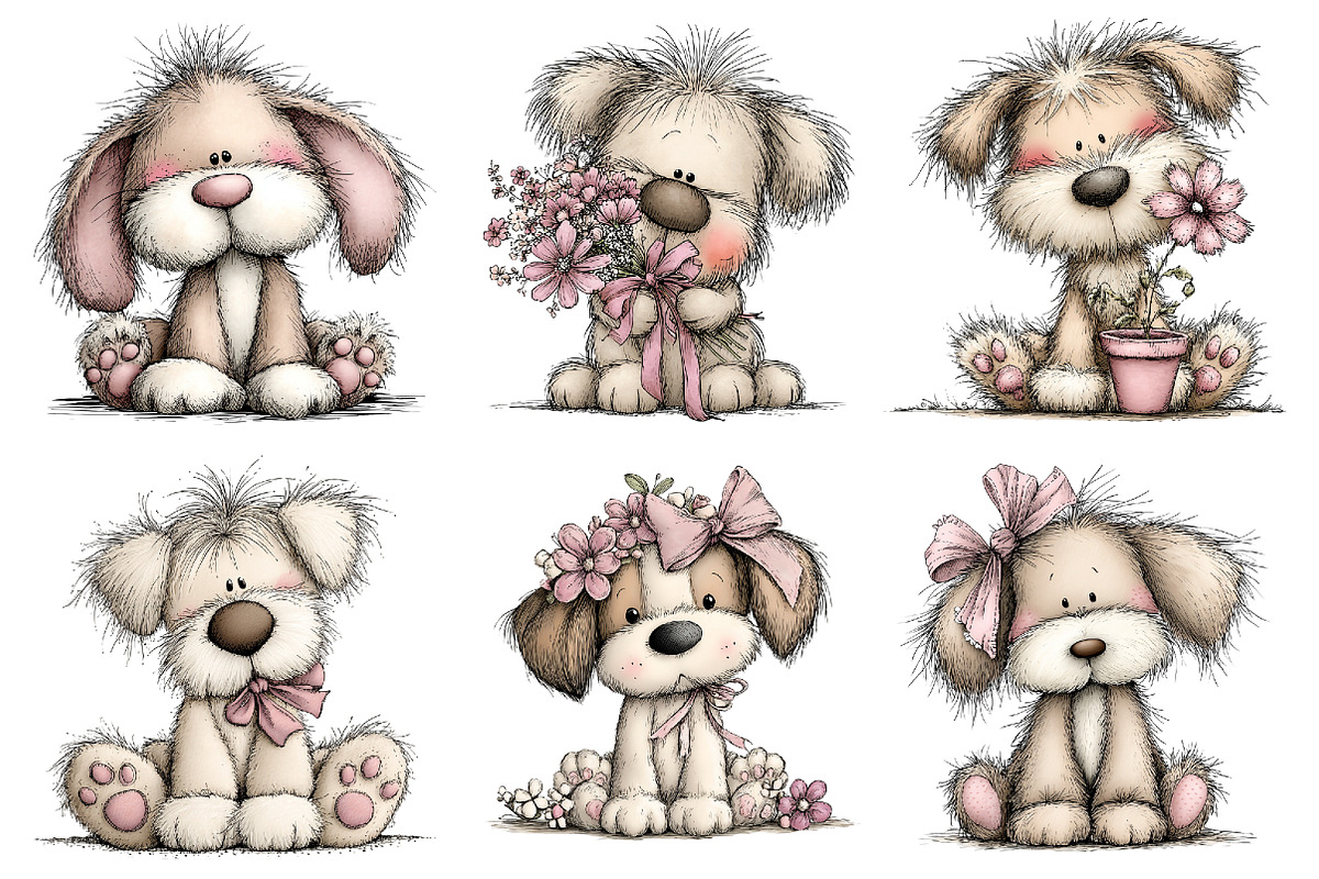Whimsical easter dogs clipart, an Illustration by SinaCreation (Photo 5 of 11)