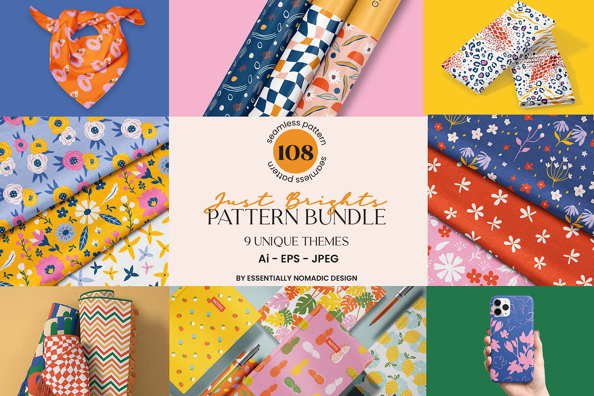 Just Brights Seamless Pattern Bundle, a Pattern Graphic by Essentially Nomadic (Photo 1 of 14)