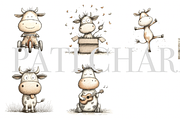 8 Cute Cow Clipart, an Animal Illustration by Pati Charm Studio (Thumbnail 2 of 8)