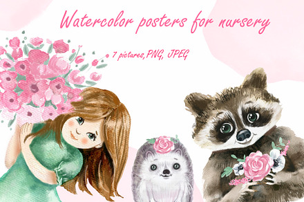 Watercolor posters for nursery