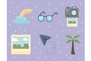 six travel lifestyle icons, an Illustration by studiogstock