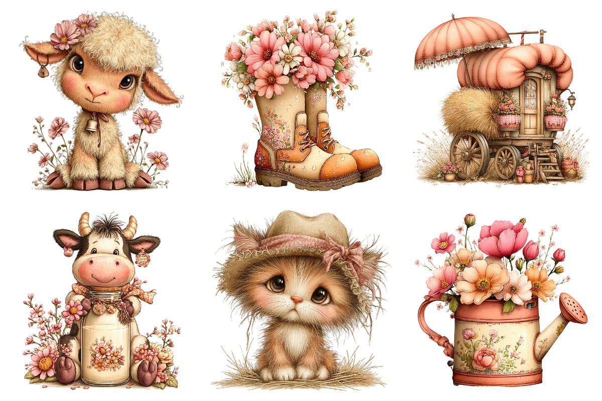 Watercolor Farm Clipart Bundle, a Seasonal Illustration by Daily.Designs (Photo 4 of 5)
