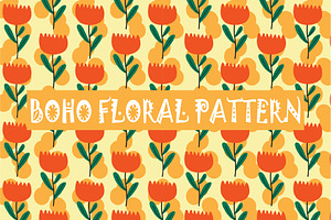 Boho Floral Abstract Pattern, an Illustration by elfy creative
