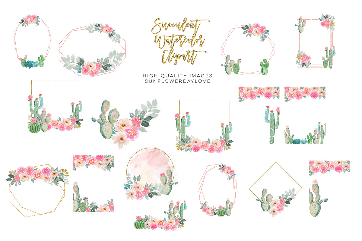 Succulent Watercolor Clipart Cactus, an Illustration by Sunflower Day Love (Photo 3 of 4)