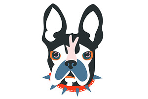 Abstract papercut collage dog head