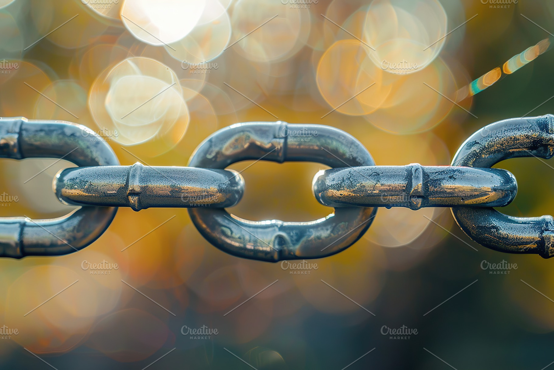 Stretched chain on blurred background, a Photo by AlyaAnd