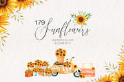 Watercolor Sunflowers Collection, an Illustration by Art Dari Autumn (Thumbnail 1 of 15)