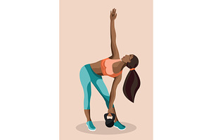 Stylish fitness woman performs, a Sport Illustration by okskukuruza