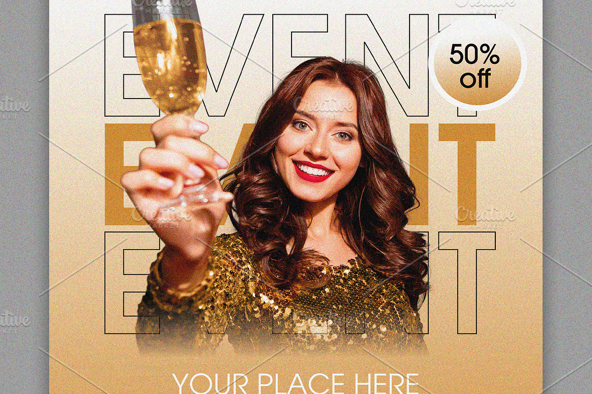 Event Party Poster Template, a Flyer Template by ClickPaint_Studio (Photo 2 of 3)