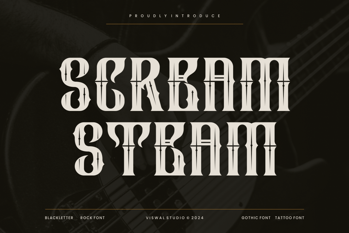 Scream Steam - Gothic Blackletter, a Blackletter Font by Viswal Studio (Photo 1 of 7)