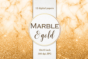 12 Marble & Gold Digital Papers