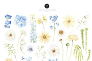 Watercolor Clipart-Blue Cream Floral, a Decorative Illustration by Beigetime (Thumbnail 3 of 16)