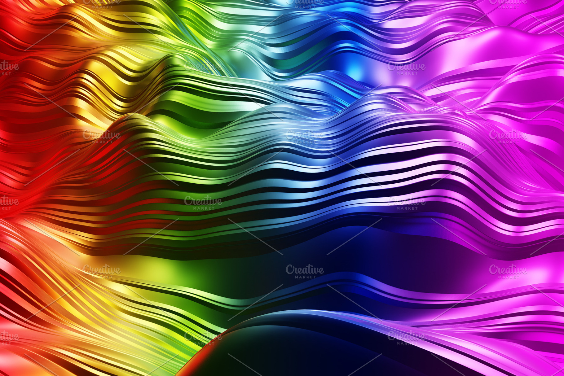 Abstract 3D flowing rainbow waves seamless motion background, a Background Photo by RF Images