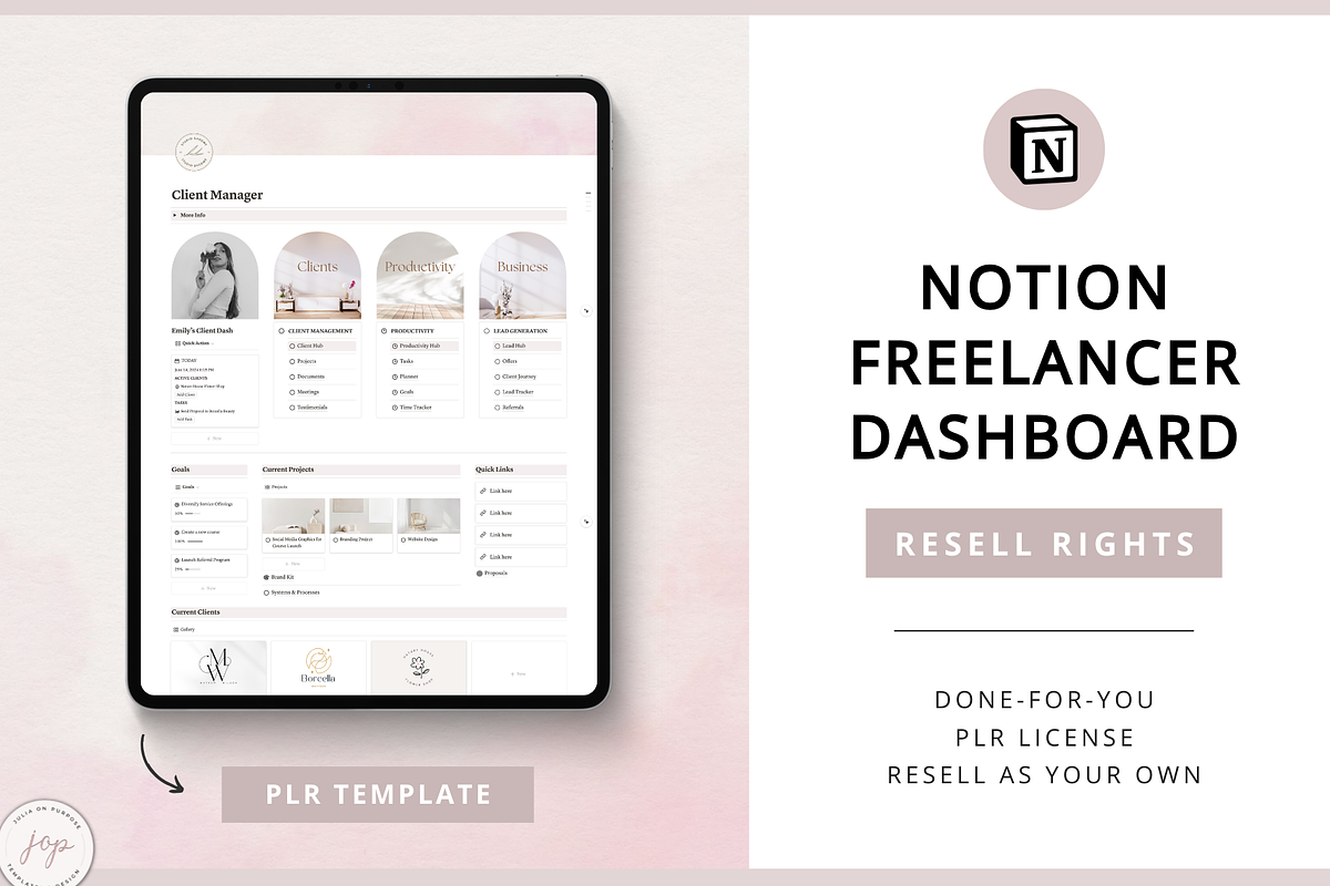 Notion PLR Template Freelancer Dash, a Templates & Theme by Julia On Purpose (Photo 1 of 10)