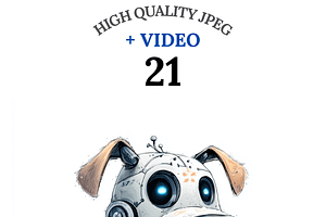 Robotic Puppy Clipart Set, a Decorative Illustration by Pati Charm Studio