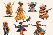 HIPPIE GRANDPARENTS CLIPART PACK, a Person Illustration by Daring Digies (Thumbnail 4 of 9)