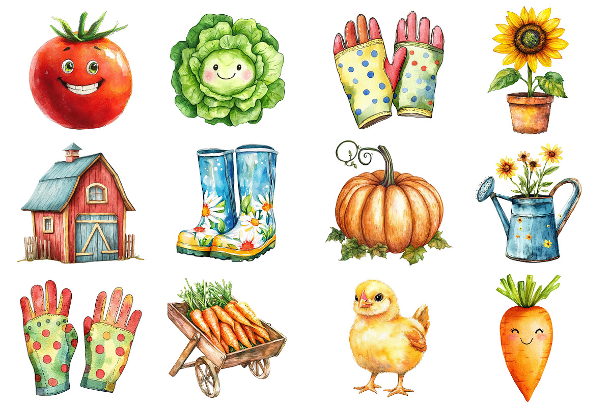 Cute Farm Garden Clipart, an Illustration by SinaCreation (Photo 2 of 5)