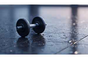 The dimly lit gym floor is home to a, an Industrial Photo by ZinetroN