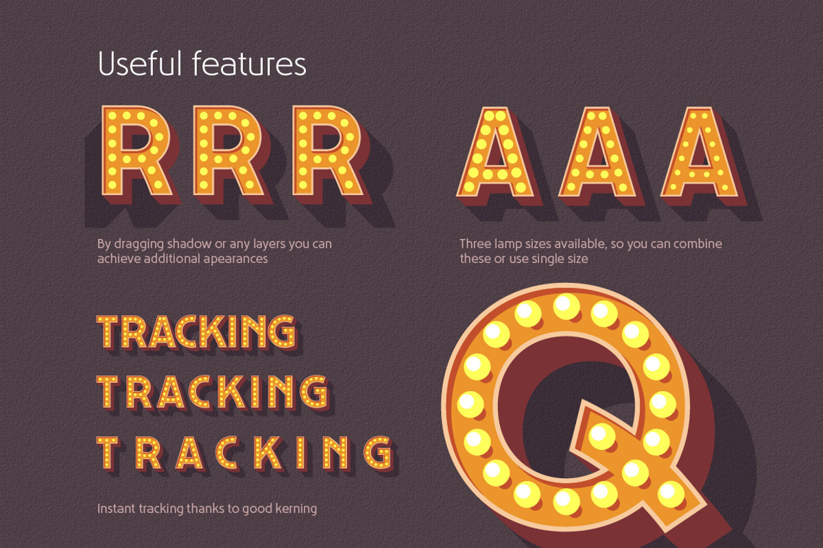 Layered font set 3D Bulb lamp preview 7
