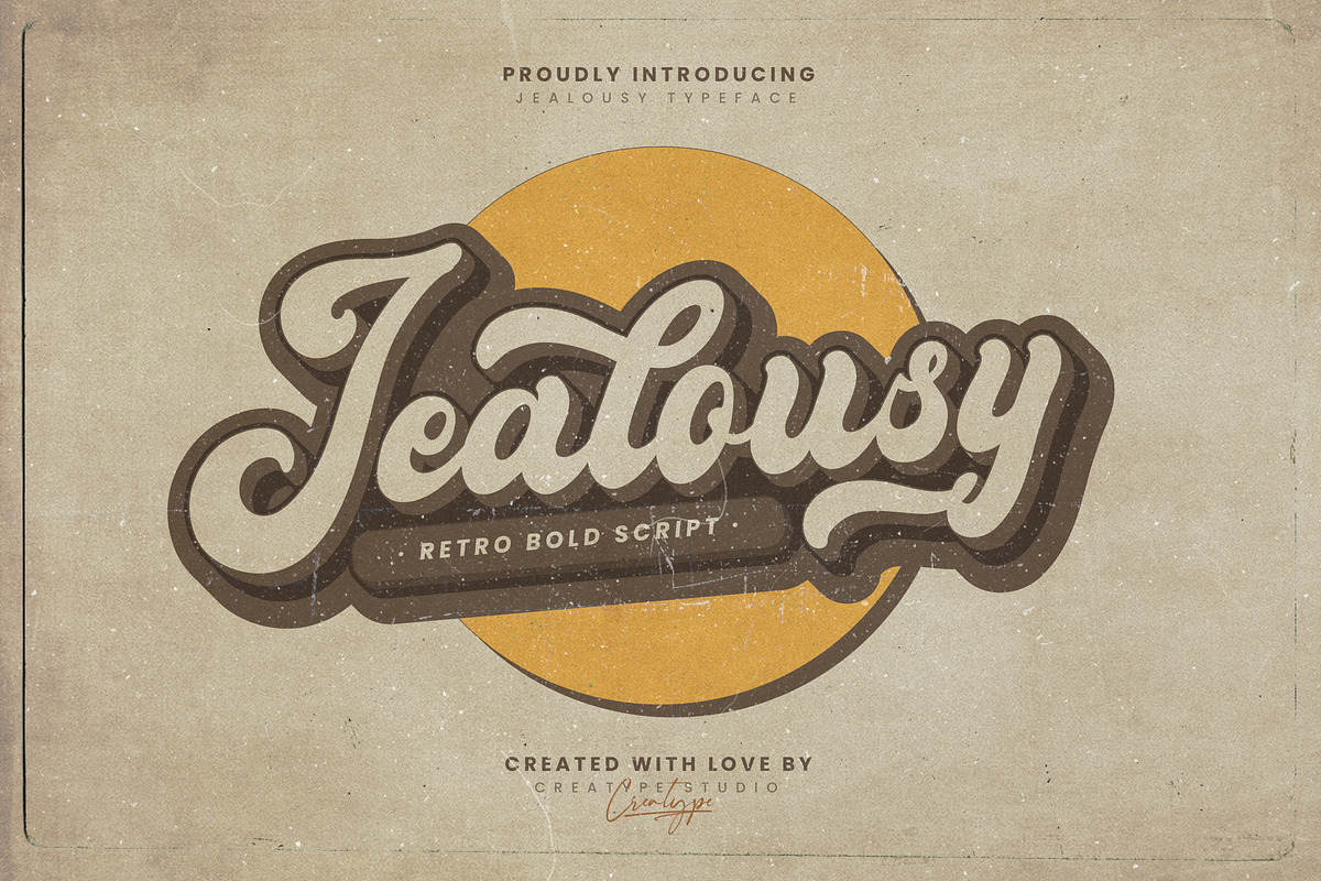Jealousy Retro Bold Script, a Script Font by Creatype Studio (Photo 1 of 9)