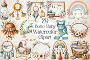 Boho Baby Watercolor Clipart, an Illustration by DreamPrint404 (Thumbnail 1 of 6)