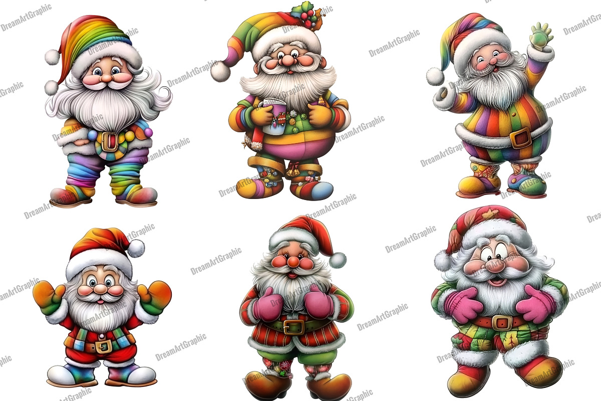 Whimsical Rainbow Santa Clipart, an Illustration by DreamArtGraphic (Photo 4 of 5)