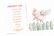 Funny Pig on Fence Clipart, an Illustration by Watercolor design (Thumbnail 9 of 12)