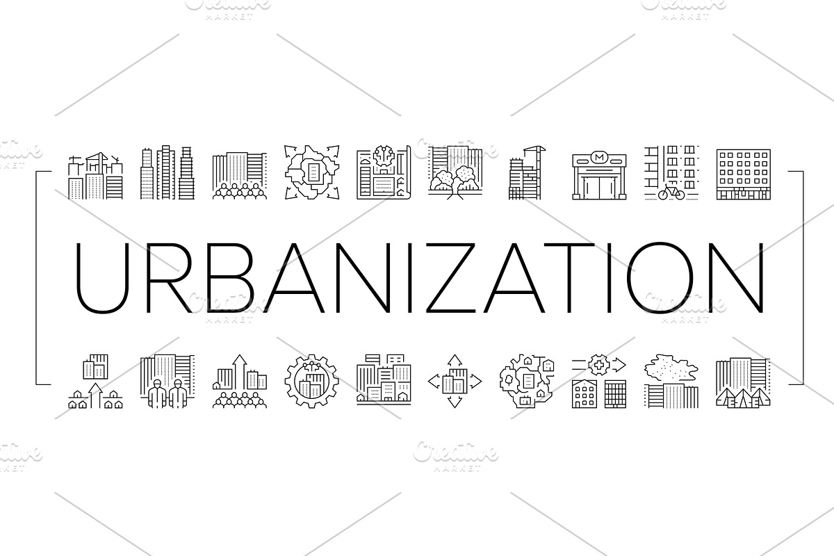 urbanization city development icons, an Object Illustration by pikepicture